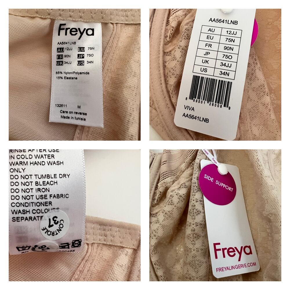 Freya Viva Underwire Side Support Bra In Neutral Beige Size 34N - Picture 6 of 6